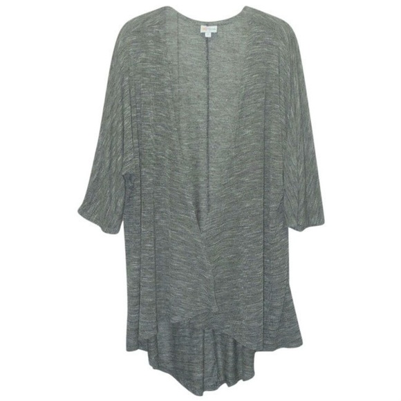 LuLaRoe Sweaters - LuLaRoe Gray Marled Knit LINDSAY Kimono Cardigan M